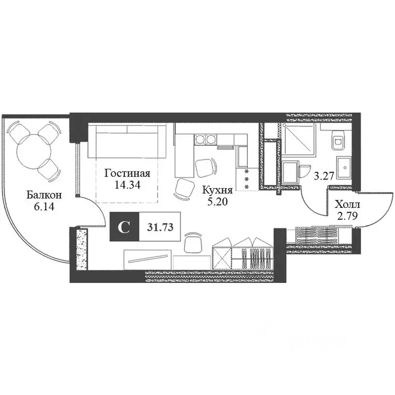 Студия Крым, Алушта ул. Западная, 4к2 (31.5 м) - Фото 2