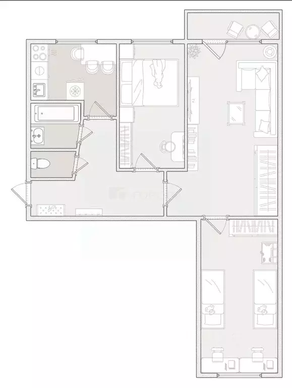 3-к кв. Томская область, Томск ул. Карла Маркса, 77 (57.9 м) - Фото 1