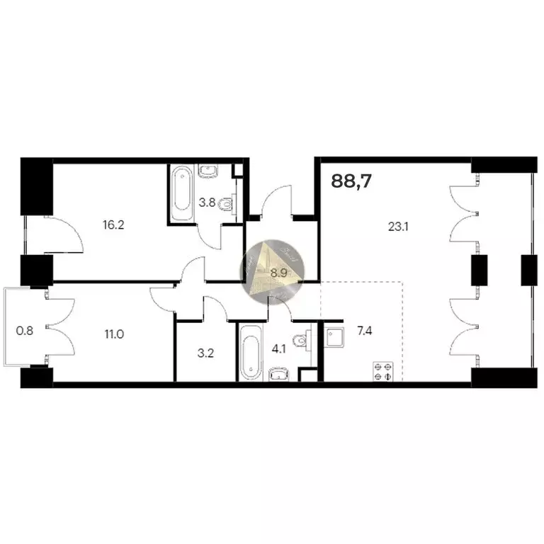 2-комнатная квартира: Санкт-Петербург, набережная Обводного канала, ... - Фото 1