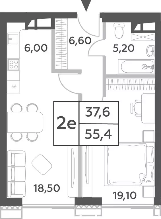 2-комнатная квартира: Москва, проспект Генерала Дорохова, вл1к1 (55.4 ... - Фото 1