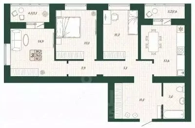 3-к кв. Самарская область, Волжский район, Смышляевка городское ... - Фото 1