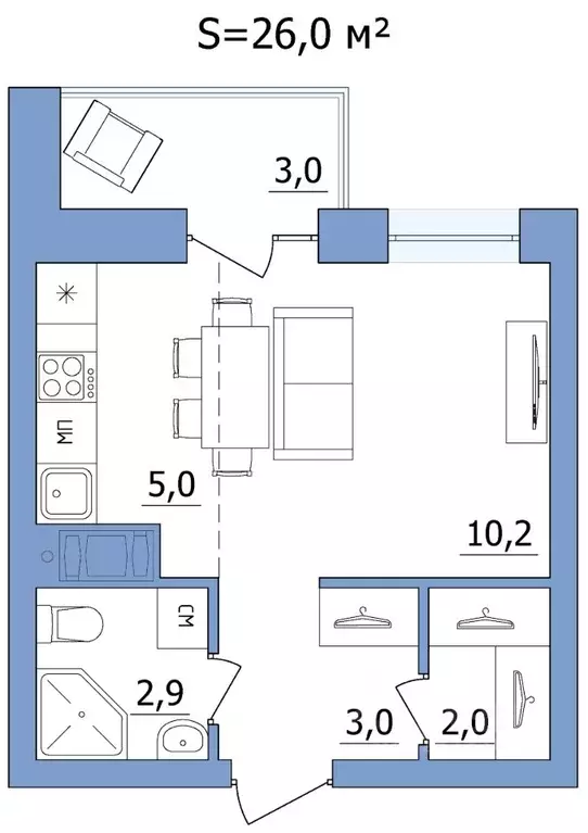 2-к кв. Карелия, Петрозаводск ул. Лермонтова, 2 (38.0 м) - Фото 2