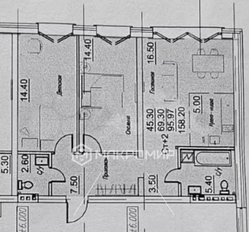 3-к. квартира, 98 м, 3/3 эт. - Фото 0