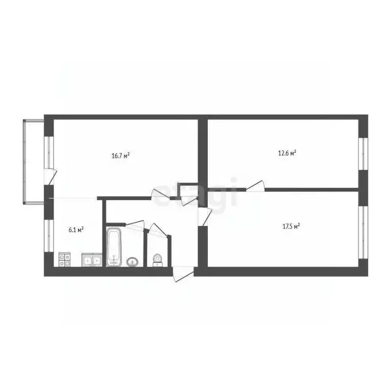 3-к кв. Вологодская область, Череповец Юбилейная ул., 38 (63.1 м) - Фото 2