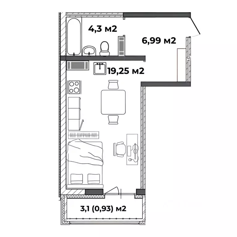 Студия Ярославская область, Ярославль ул. Старая Костромская, 4 (31.47 ... - Фото 1