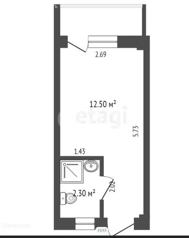 Квартира-студия: Севастополь, посёлок Любимовка, Южногородская улица, ... - Фото 1