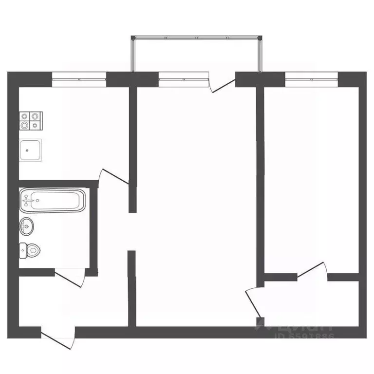 2-к кв. Тульская область, Тула Оборонная ул., 9А (45.6 м) - Фото 2