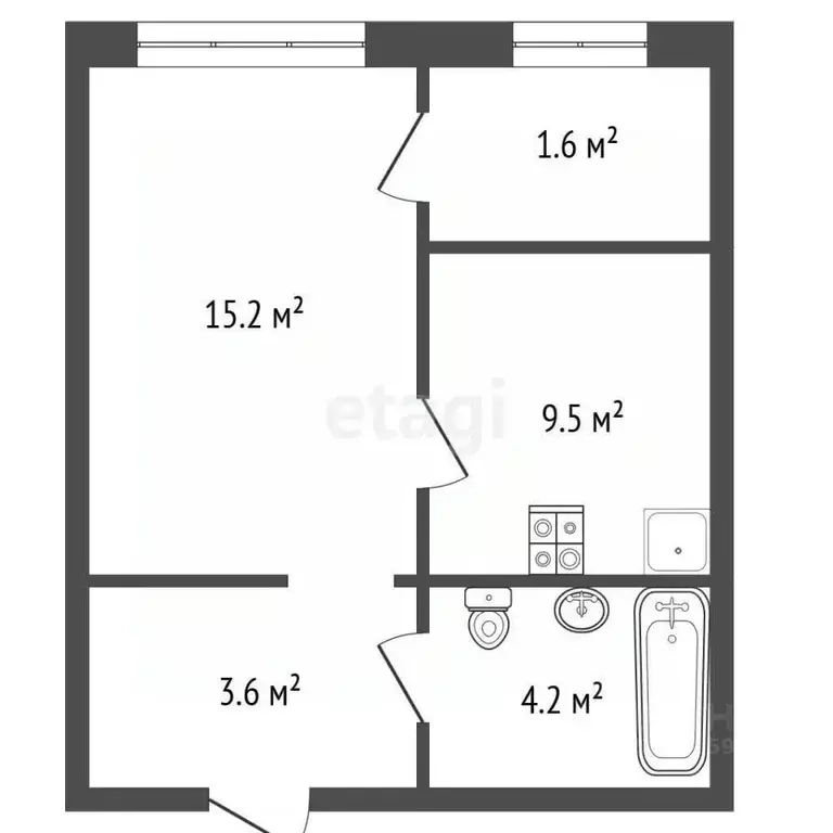 1-к кв. Чувашия, Чебоксары ул. Радужная, 8 (32.5 м) - Фото 2