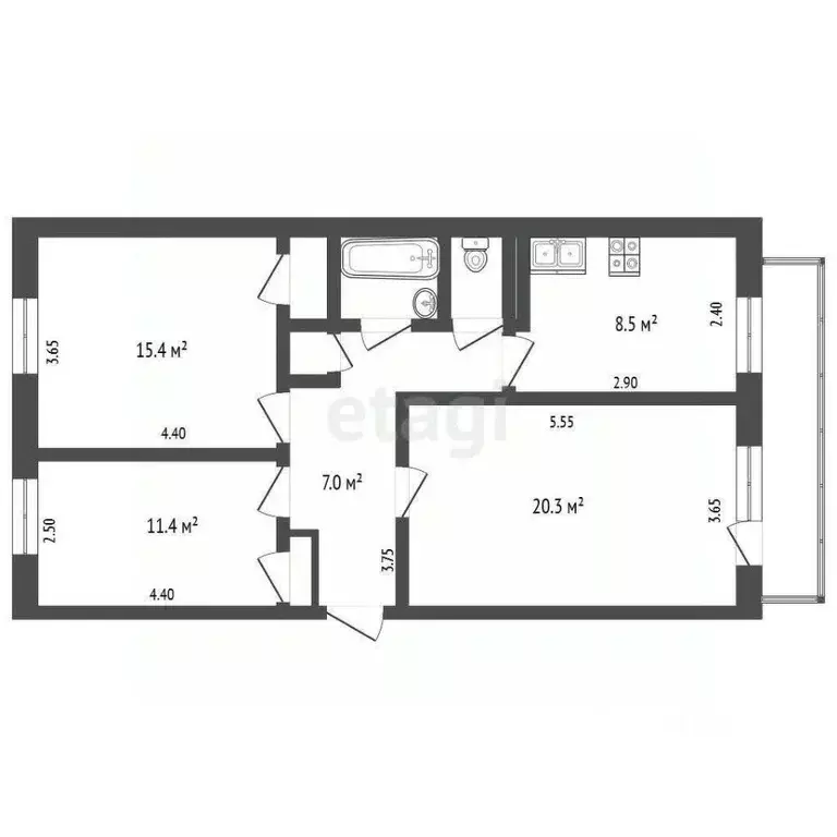 3-к кв. Крым, Бахчисарайский район, с. Верхоречье ул. Садовая, 3 (71.1 ... - Фото 2