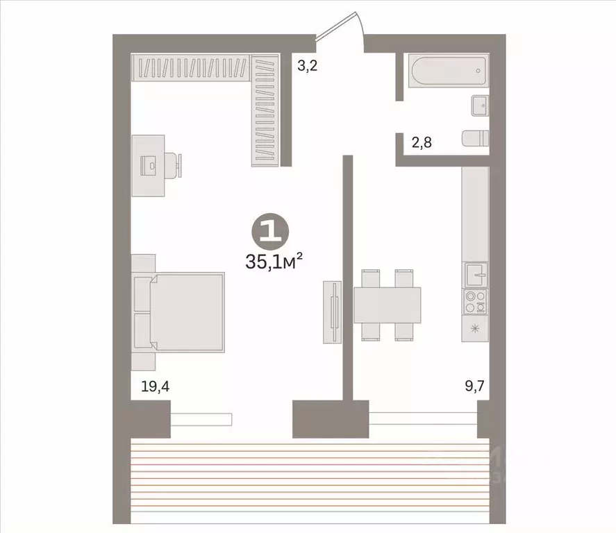 1-к кв. Москва Нарвская ул., 11К3 (35.1 м) - Фото 1