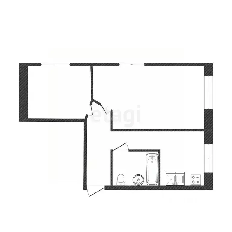 2-к кв. Калужская область, Калуга ул. Степана Разина, 77 (43.4 м) - Фото 2
