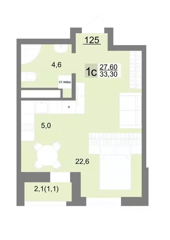 Студия Свердловская область, Екатеринбург ул. Металлургов, 63/3 (33.3 ... - Фото 1