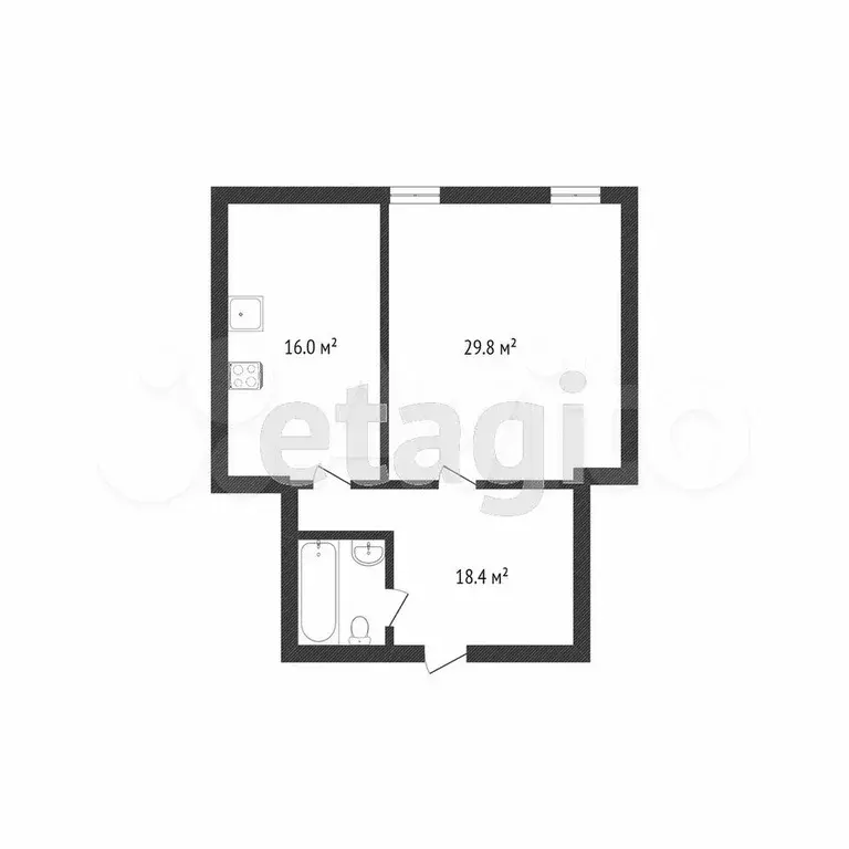 2-к. квартира, 72,4 м, 4/4 эт. - Фото 0