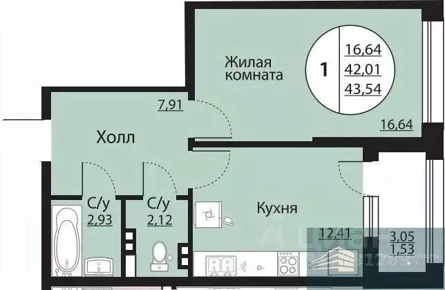 1-к кв. Воронежская область, Воронеж Московский просп., 138 (43.5 м) - Фото 0