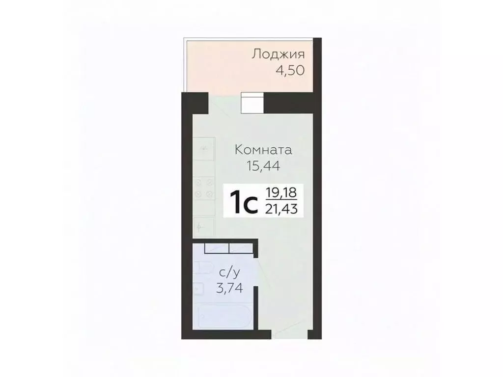 Студия Орловская область, Орел ул. Панчука, 83Б (21.43 м) - Фото 0
