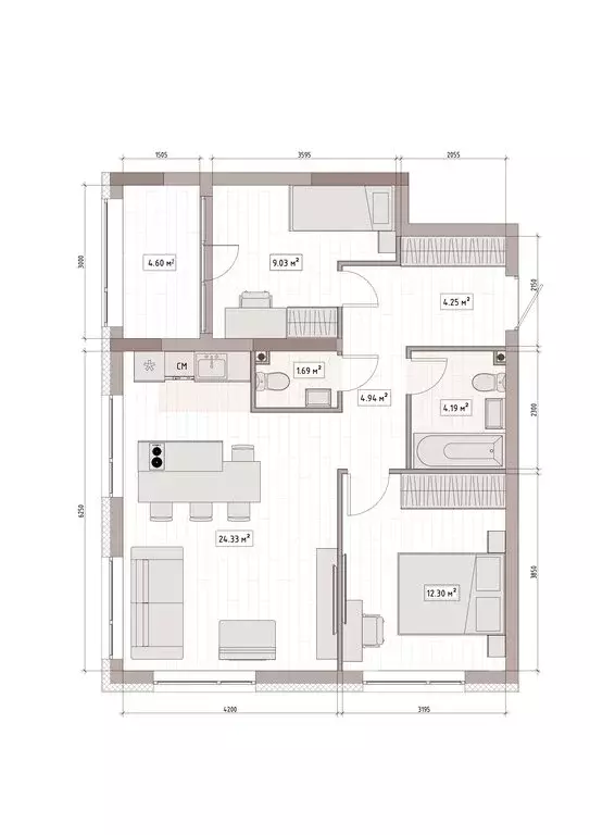 3-комнатная квартира: Кемерово, улица Терешковой, 39А (65.2 м) - Фото 2