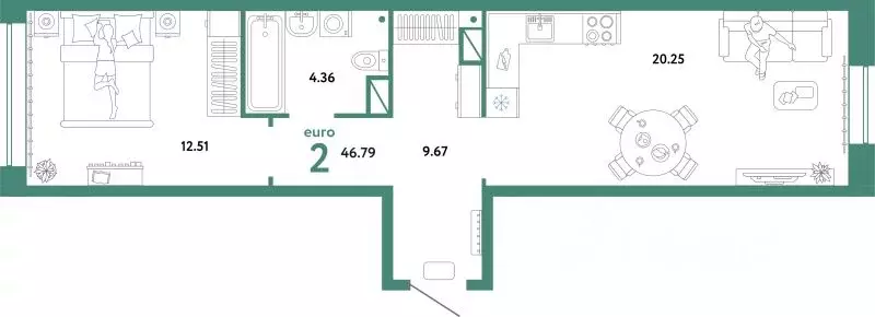 2-к кв. Тюменская область, Тюмень Интернациональная ул., 199к10 (46.79 ... - Фото 1
