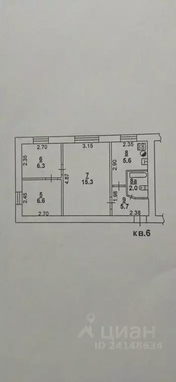 3-к кв. Ростовская область, Ростов-на-Дону Лесопарковая ул., 16 (42.0 ... - Фото 2