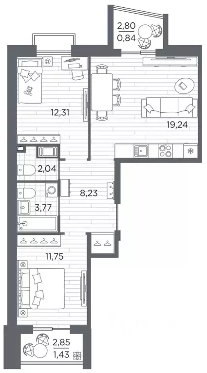 2-к кв. Санкт-Петербург Полюстровский просп., 87 (59.61 м) - Фото 1