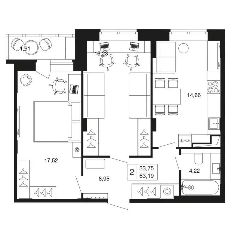2-комнатная квартира: Апрелевка, жилой комплекс Времена Года, к12 ... - Фото 1