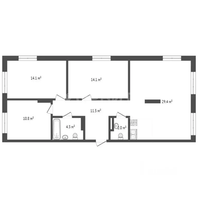 3-к кв. Тюменская область, Тюмень ул. Республики, 204к10 (86.6 м) - Фото 1