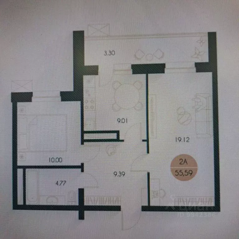 2-к кв. Татарстан, Казань ул. Родины (55.6 м) - Фото 2