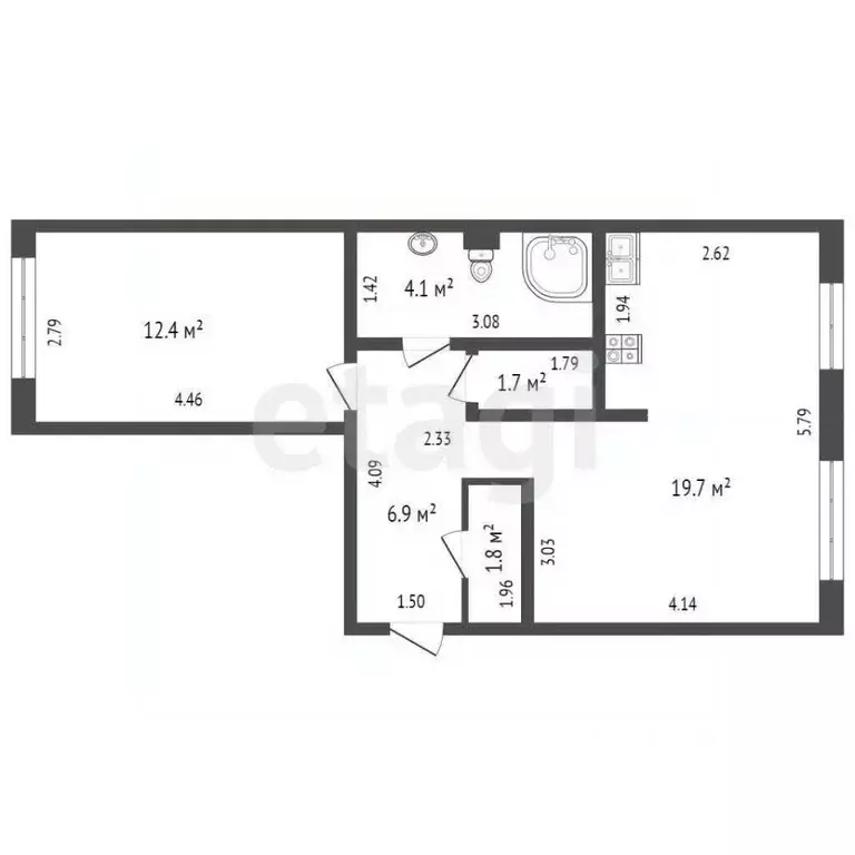 2-к кв. Тюменская область, Тюмень ул. Пермякова, 31 (46.6 м) - Фото 2