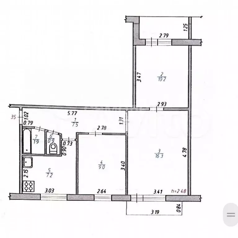 3-к. квартира, 53 м, 9/9 эт. - Фото 0