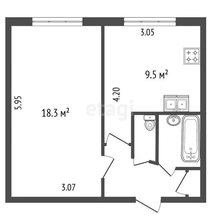 1-комнатная квартира: Лесколово, Красноборская улица, 11 (35.6 м) - Фото 1
