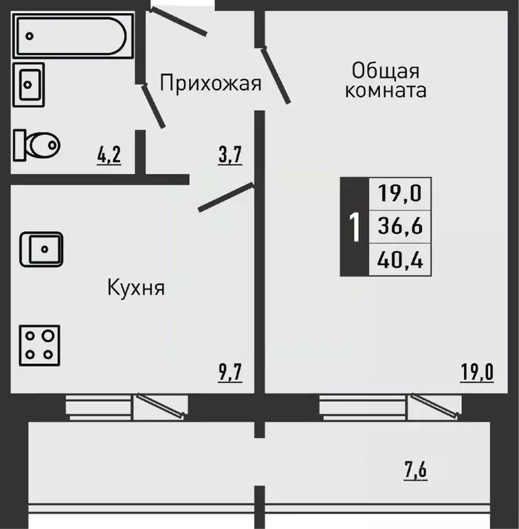 1-к кв. Орловская область, Орловский район, д. Жилина ул. Садовая, 2к1 ... - Фото 0