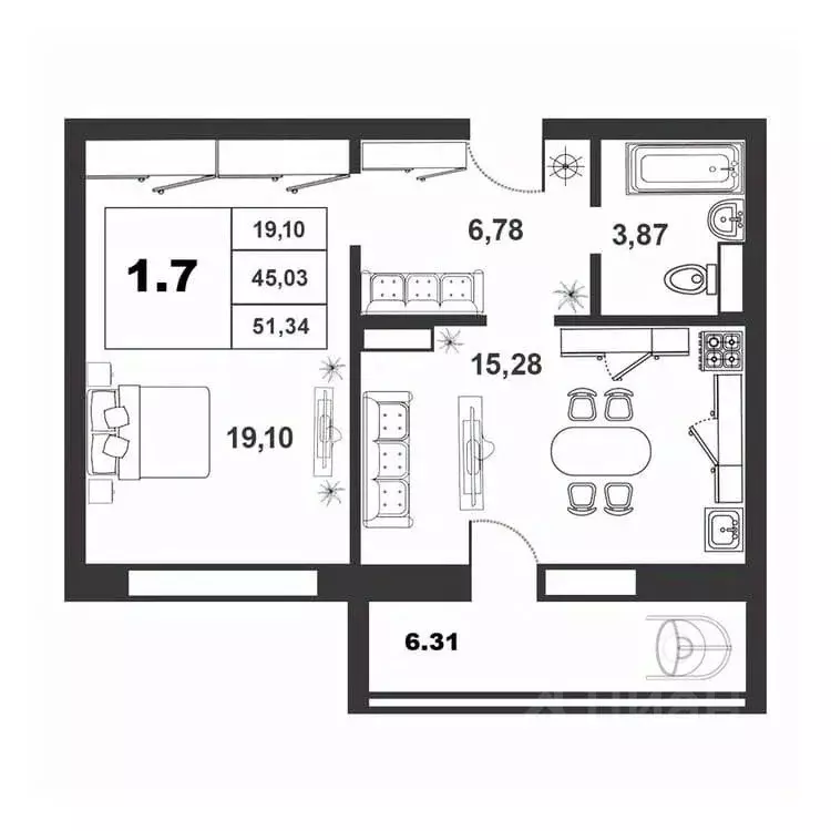 1-к кв. Новгородская область, Великий Новгород ул. Якова Павлова, 15 ... - Фото 1