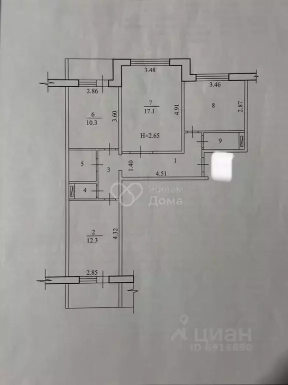 3-к кв. Волгоградская область, Волгоград ул. Рыкачева, 22 (66.0 м) - Фото 2
