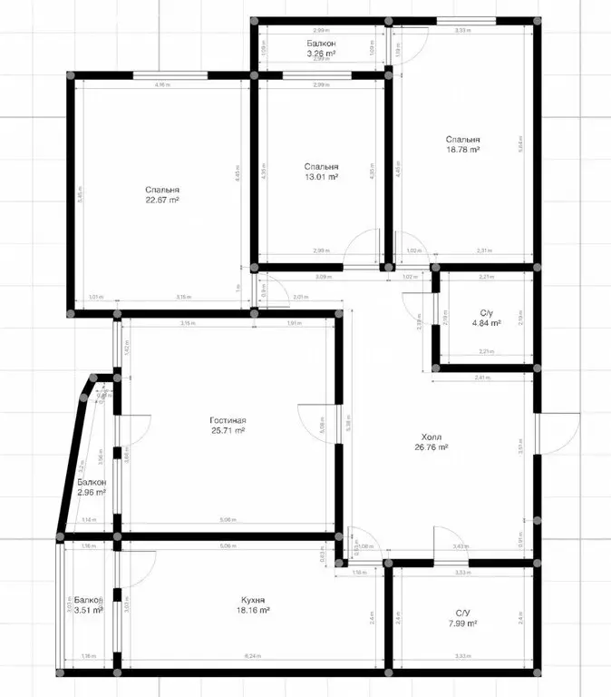 4-комнатная квартира: Нальчик, улица Тлостанова, 16 (149 м) - Фото 0
