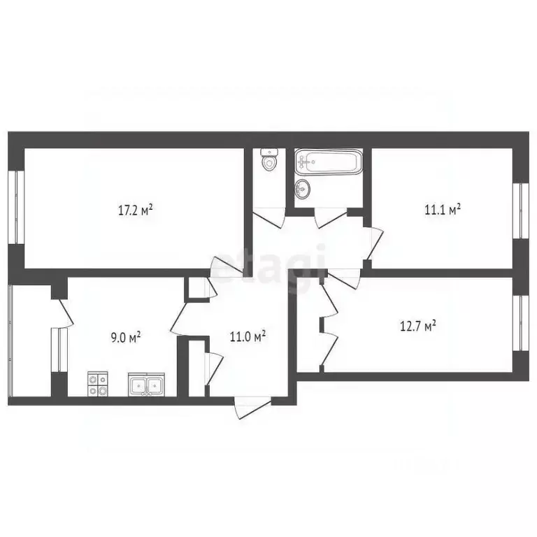 3-к кв. Марий Эл, Медведевский район, Русско-Кукморское с/пос, д. ... - Фото 2