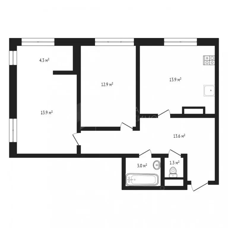 2-к кв. Тюменская область, Тюмень ул. Мельникайте, 36к2 (58.6 м) - Фото 1