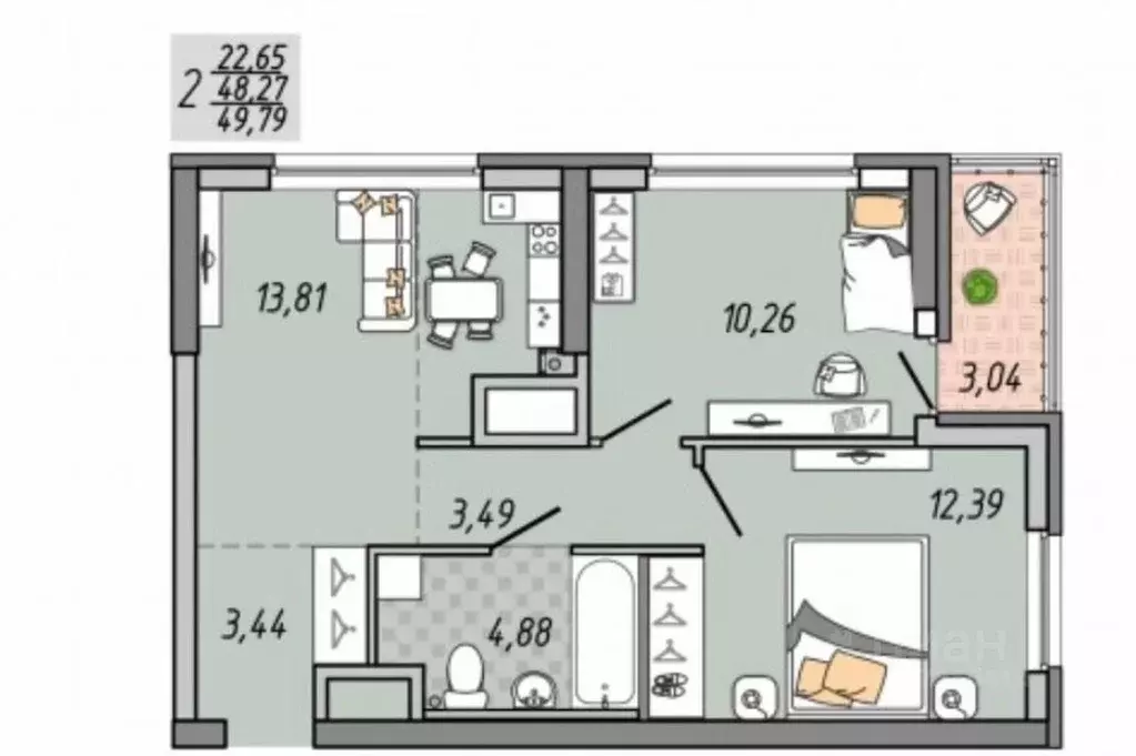 2-к кв. Свердловская область, Екатеринбург ул. Печатников, 3 (50.0 м) - Фото 1