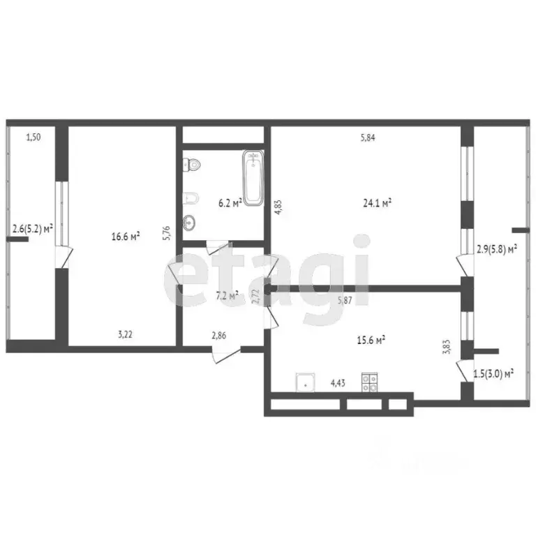 2-к кв. Крым, Евпатория просп. Ленина, 68к19 (72.3 м) - Фото 1
