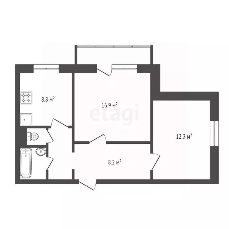 2-к кв. Красноярский край, Красноярск ул. Алеши Тимошенкова, 117 (53.0 ... - Фото 2