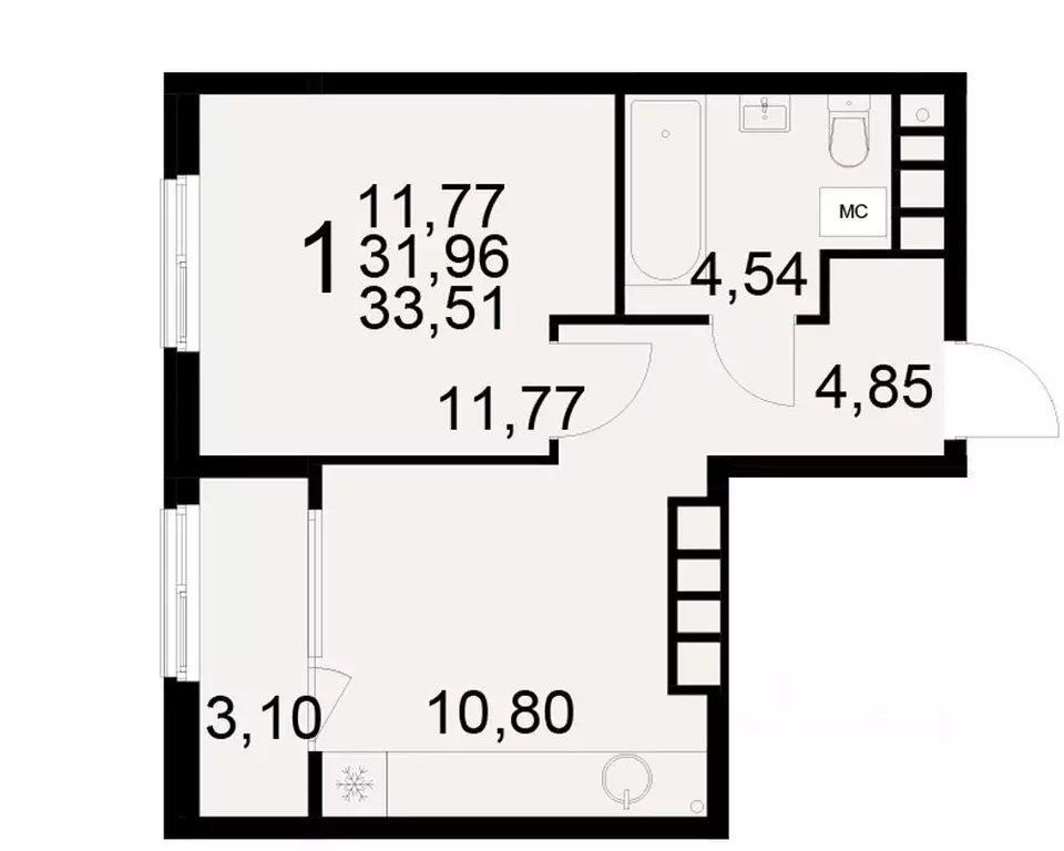 1-к кв. рязанская область, рязань ул. бирюзова (31.96 м) - Фото 0