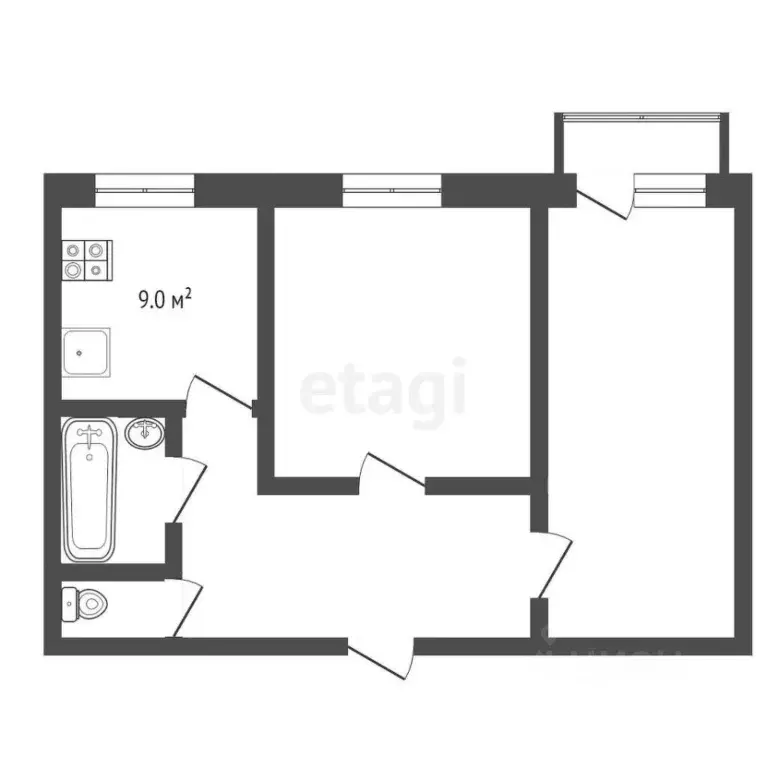 2-к кв. Коми, Усинск ул. Мира, 9 (51.7 м) - Фото 0