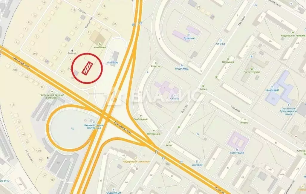 Участок в Пензенская область, Пенза ул. Луначарского, 89 (10.0 сот.) - Фото 1