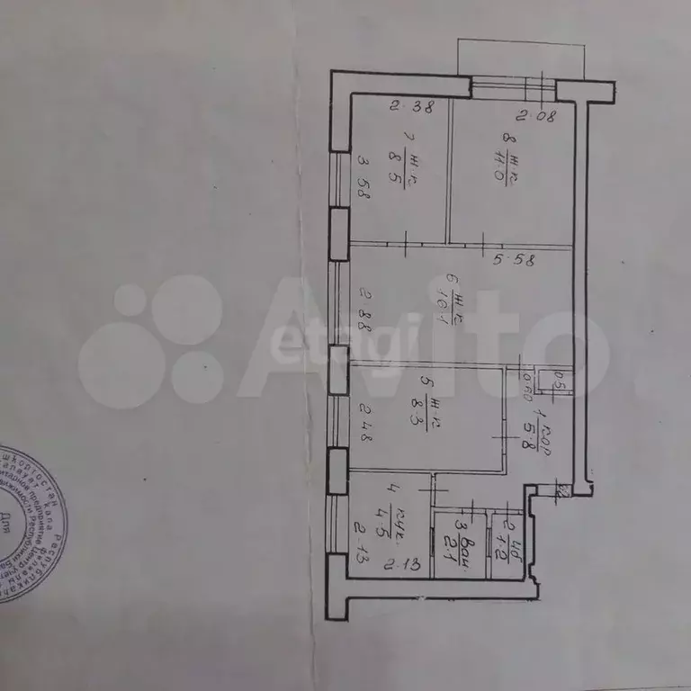 4-к. квартира, 58 м, 4/5 эт. - Фото 0