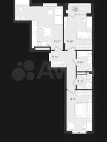 2-к. квартира, 67,6 м, 2/9 эт. - Фото 1