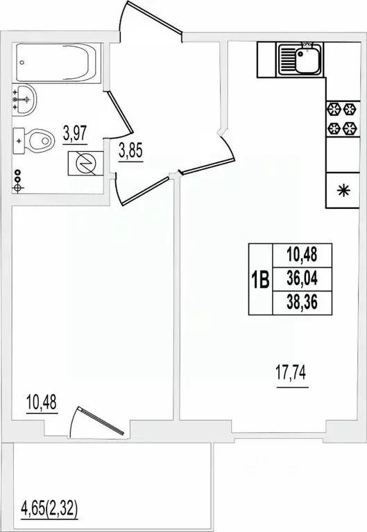 1-к кв. Псковская область, Псков ул. Крестки, 9 (38.36 м) - Фото 0