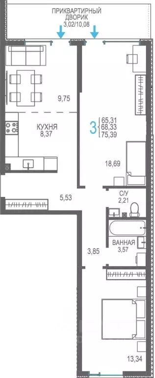 Студия Крым, Сакский район, Лесновское с/пос, с. Прибрежное ул. ... - Фото 1