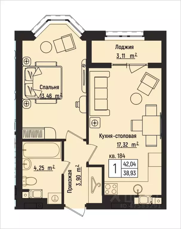 1-к кв. Нижегородская область, Нижний Новгород Литературная ул., 5 ... - Фото 1