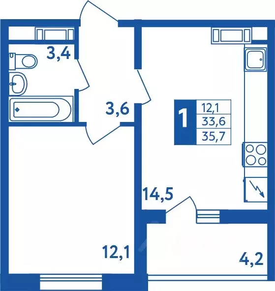 1-к кв. Башкортостан, Уфа Дема жилрайон, Новая Дема жилой комплекс ... - Фото 1