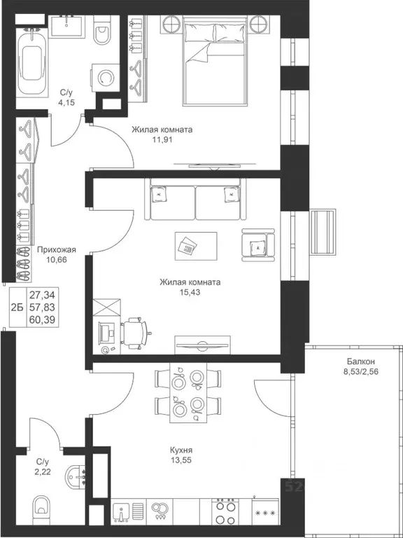 2-к кв. Татарстан, Лаишевский район, Столбищенское с/пос, с. Усады ул. ... - Фото 1
