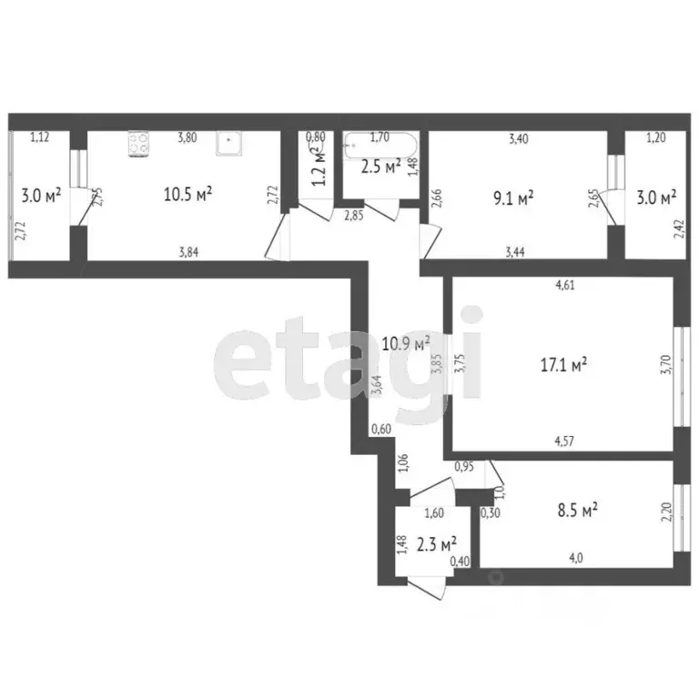 3-к кв. Башкортостан, Стерлитамак ул. Артема, 103 (70.0 м) - Фото 1