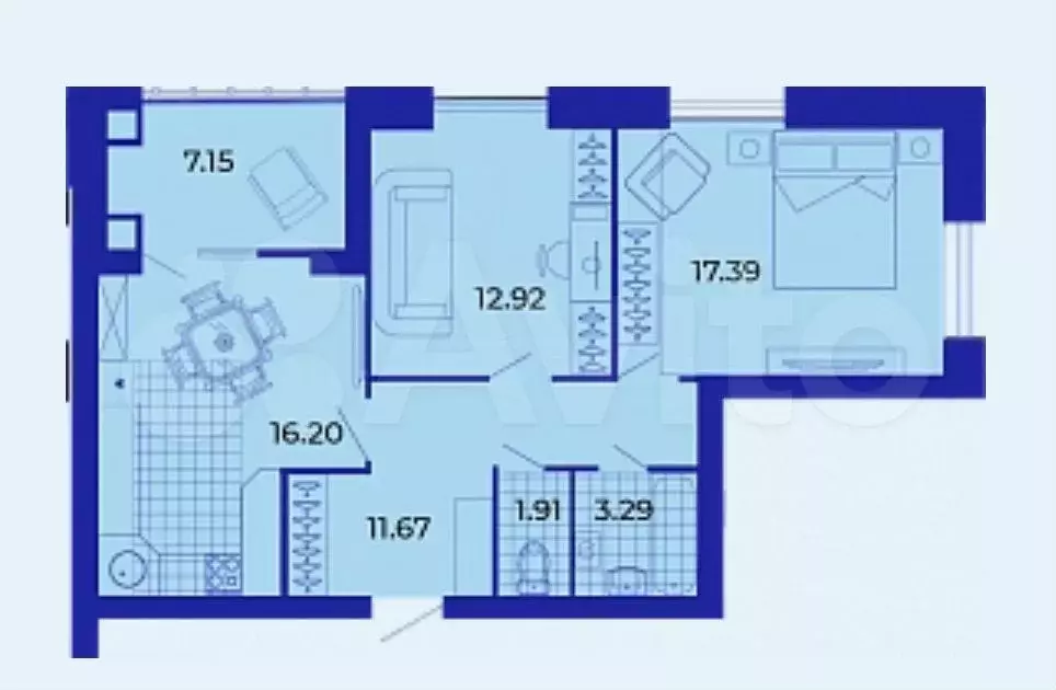 2-к. квартира, 71 м, 4/9 эт. - Фото 1